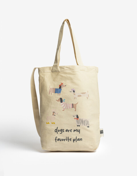 Bolsas reutilizables Tote Bag Perro Salchicha - Blanco Crudo