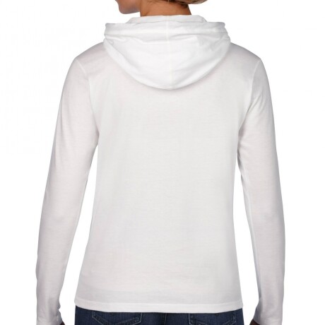 Camiseta manga larga con capucha Gildan Deportiva Blanco