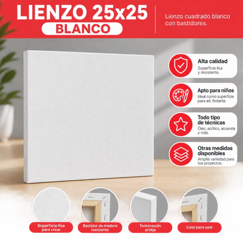 Lienzo 25x25 BLANCO