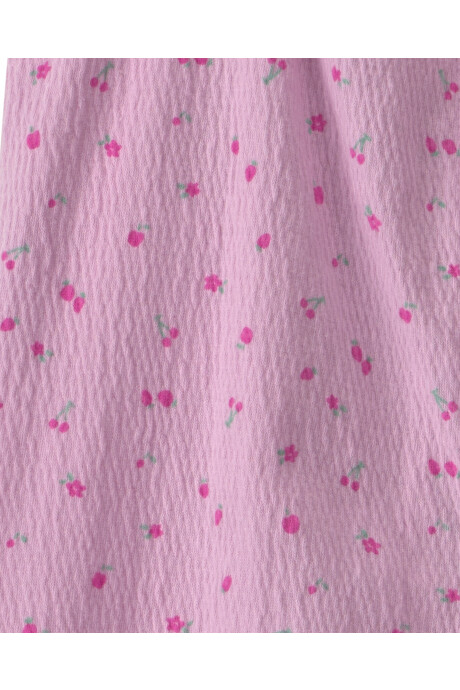 Monito de jersey arrgado, con volados, rosado, diseño cerezas Sin color
