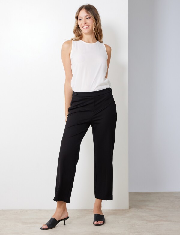 Pantalon Recto Botones NEGRO