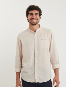 011954 CAMISA HARRINGTON LABEL LINO Natural