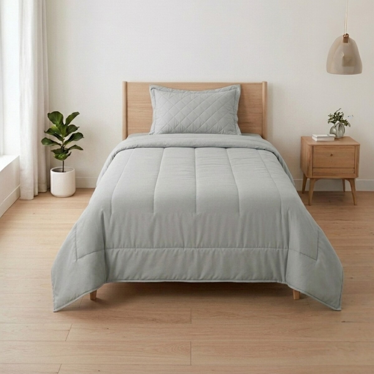 Acolchado 1 Plaza Doble Faz Microfibra Térmico 150 x 230cm - Gris 