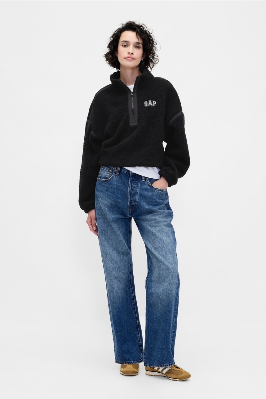 Buzo Polar Medio Cierre Logo Gap Mujer Black 1