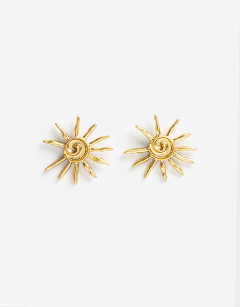 Aros Pasantes Metal Aros Maxi Pasantes Sol - Dorado Oro Amarillo