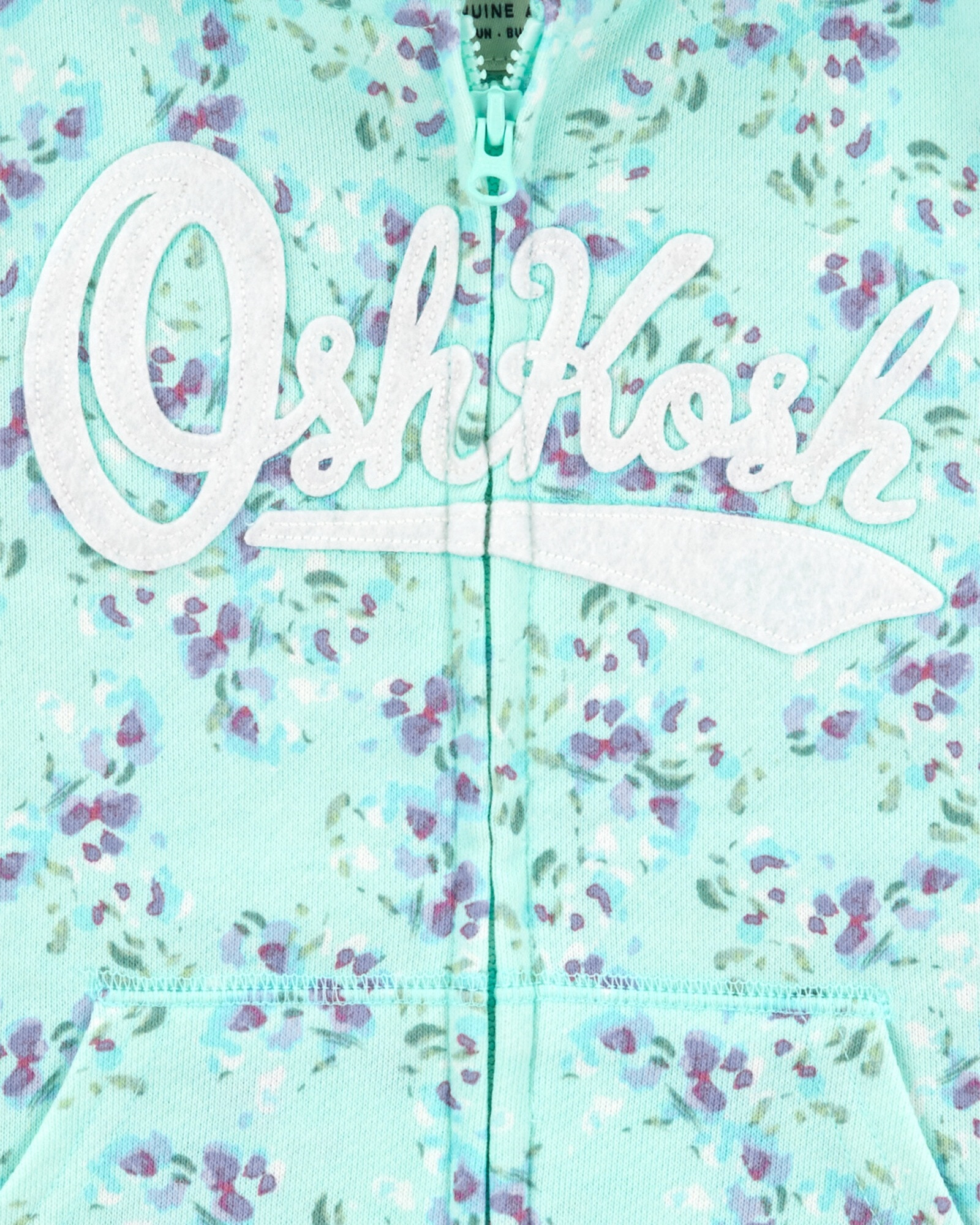Campera de algodón, con capucha y logo, diseño floral Sin color