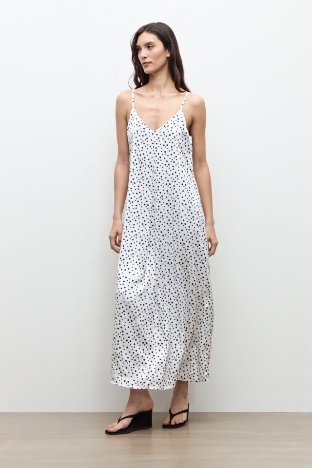 Vestido estampa lunares crudo