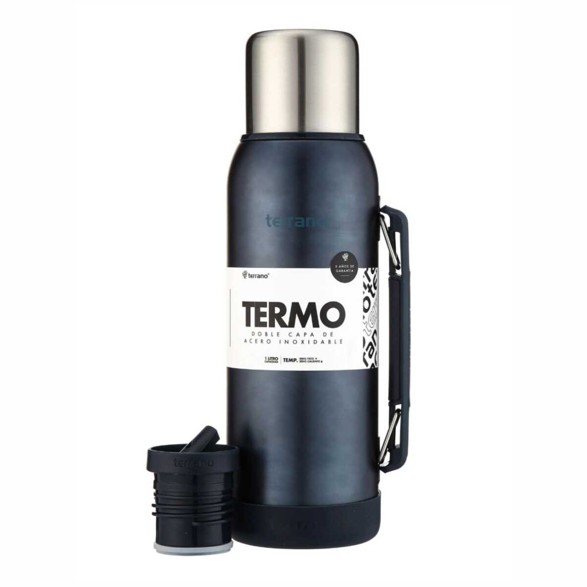 TERMO TERRANO NEW 1LT CON MANIJA PREMIUM - AZUL METAL 
