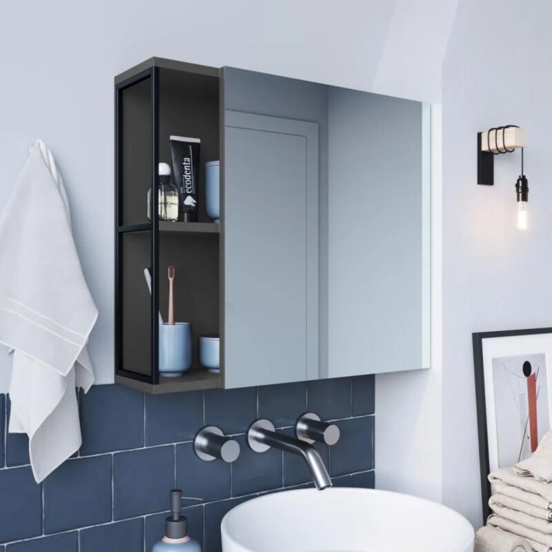 Espejo Botiquin De Baño Blanco Mdp Albi Gris Espejo Botiquin De Baño Blanco Mdp Albi Gris