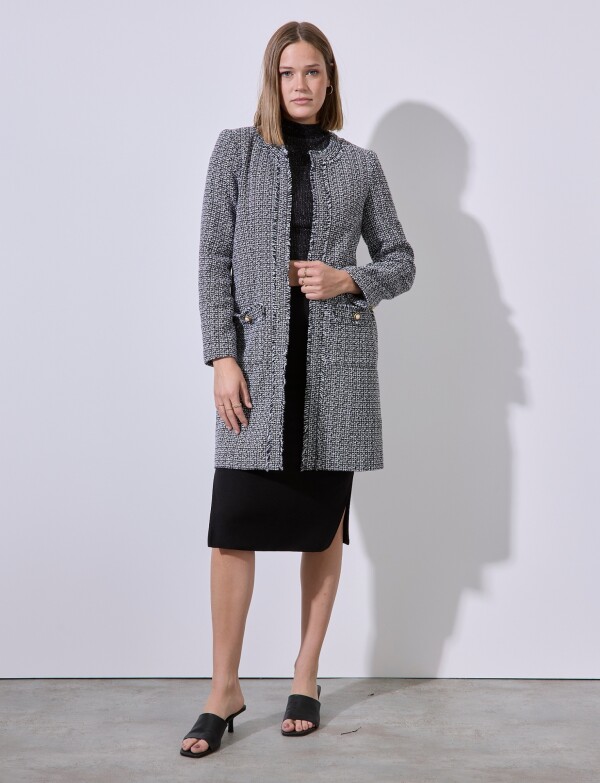 Chaqueta Tweed Larga NEGRO/BLANCO