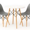 Juego de comedor Con Mesa Circular de 80cm + 2 Sillas Eames Gris