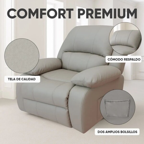 Sofá Sillón Poltrona Reclinable Masajeador Electrico Cuerina Color Gris Cuerina