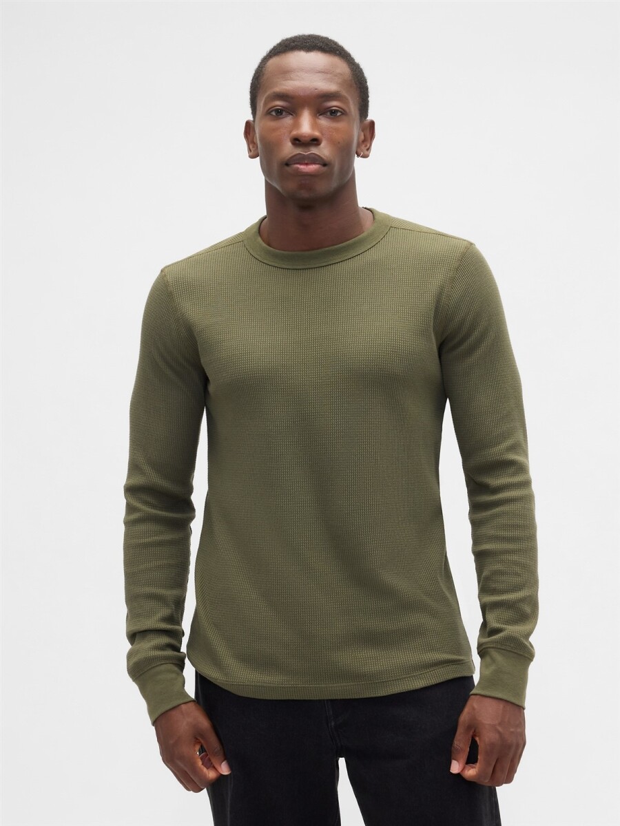 Remera Waffle Hombre - Army Jacket Green 