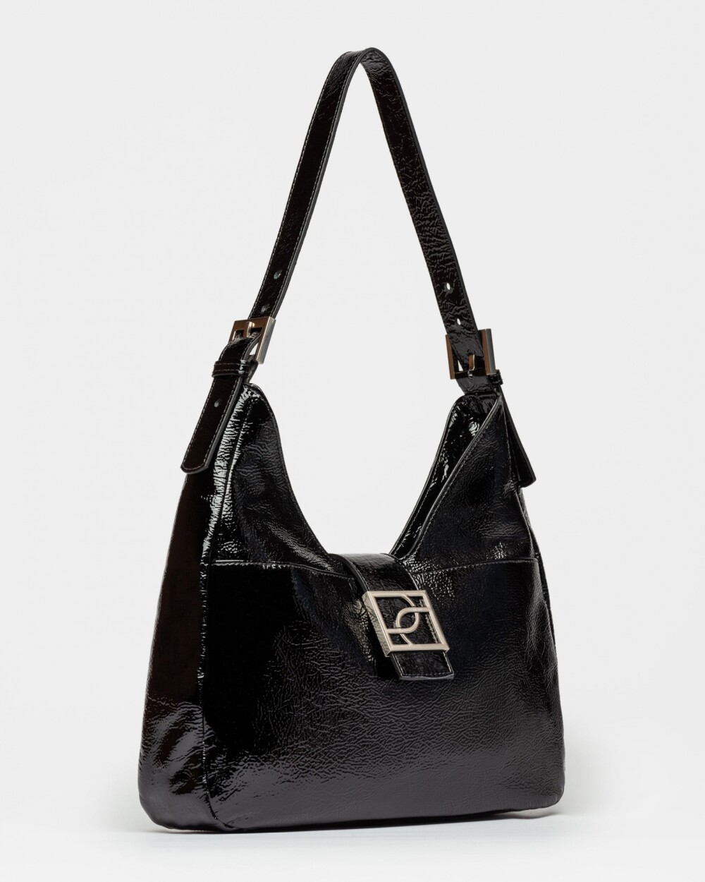 Bolso Signature en cuero charol Negro