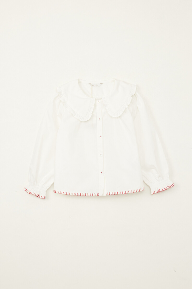 Camisa con doble cuello volados - Blanco 