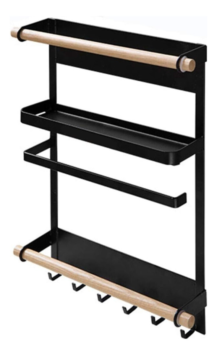 Estante Organizador Imantado De Acero Para Heladera - Negro 