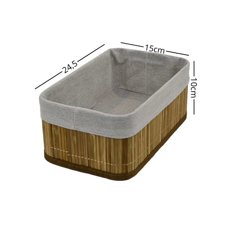 Cesto organizador en bambú forrado M NATURAL