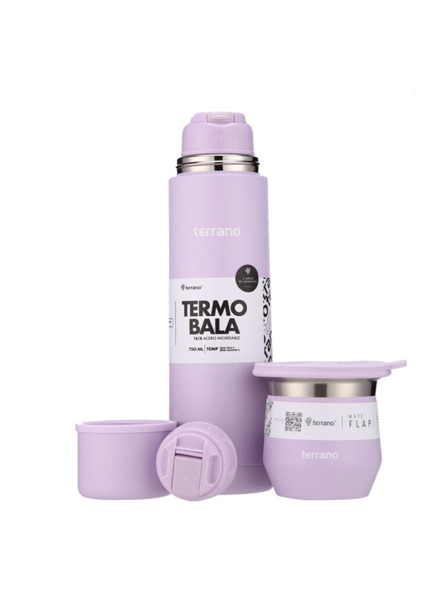 Kit Termo Acero Bala 750Ml + Mate Flap - Lila 