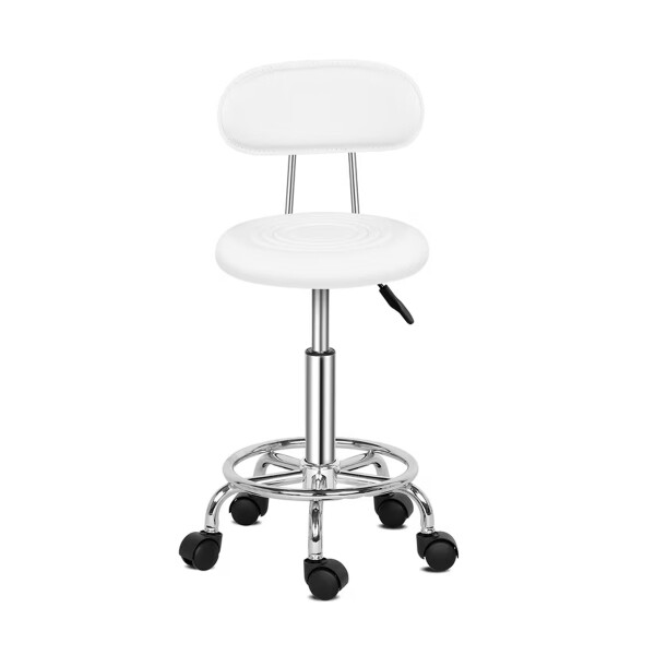Banco Giratorio Con Respaldo Peluqueria Barberia Blanco