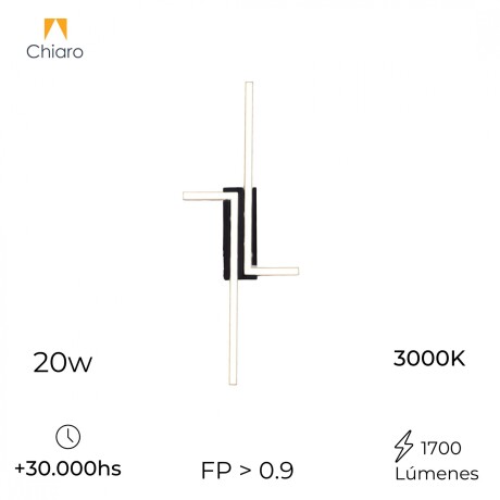 Aplique Led minimalista Diseño doble L 20W Cálido NEGRO