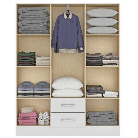 [OUTLET] Ropero Armario 6 puertas 2 cajones con estantes y perchero 170 x 134 x 36 cm - Blanco [OUTLET] Ropero Armario 6 puertas 2 cajones con estantes y perchero 170 x 134 x 36 cm - Blanco