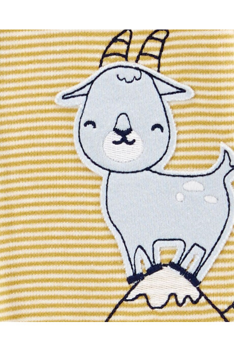 Pijama una pieza de algodón, con pie, estampa cabra Sin color