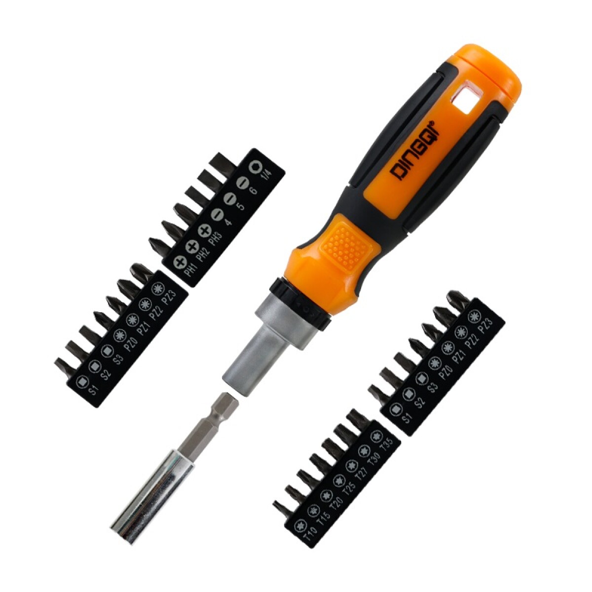 DINGQI JUEGO 29 PIEZAS DESTORNILLADOR AJUSTABLE C/ADAPTADOR 