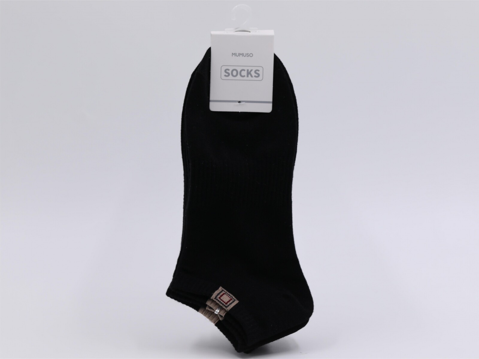 MEDIAS BAJAS PARA HOMBRE CON ETIQUETA CUADRADA (3 PARES/NEGROS) 