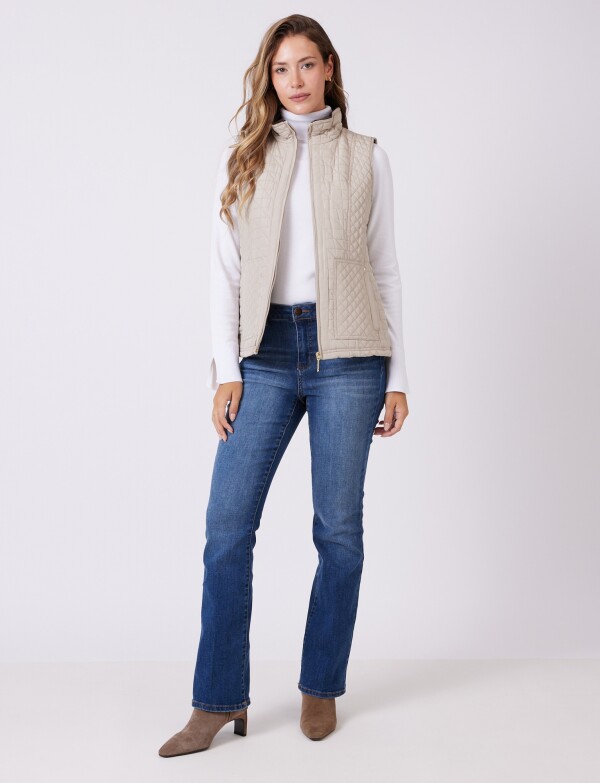 Chaleco Capitoneado Con Forro En Símil Piel BEIGE