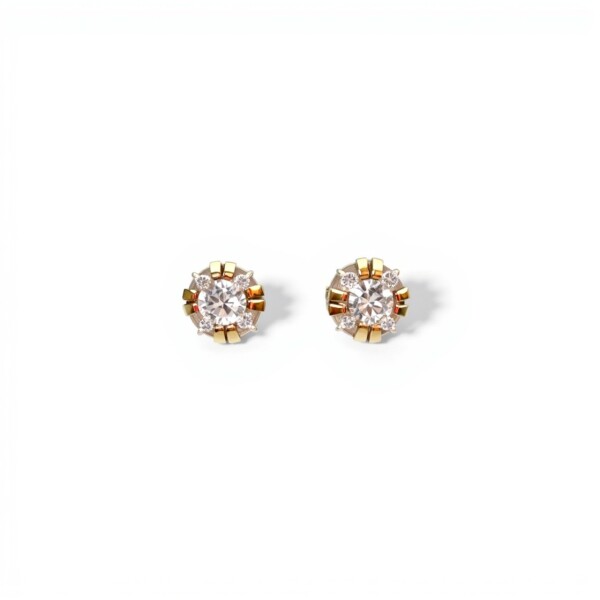Caravanas Solitario cuadrado oro- Oro bajo - Zirconia - CA8178 conpiedra