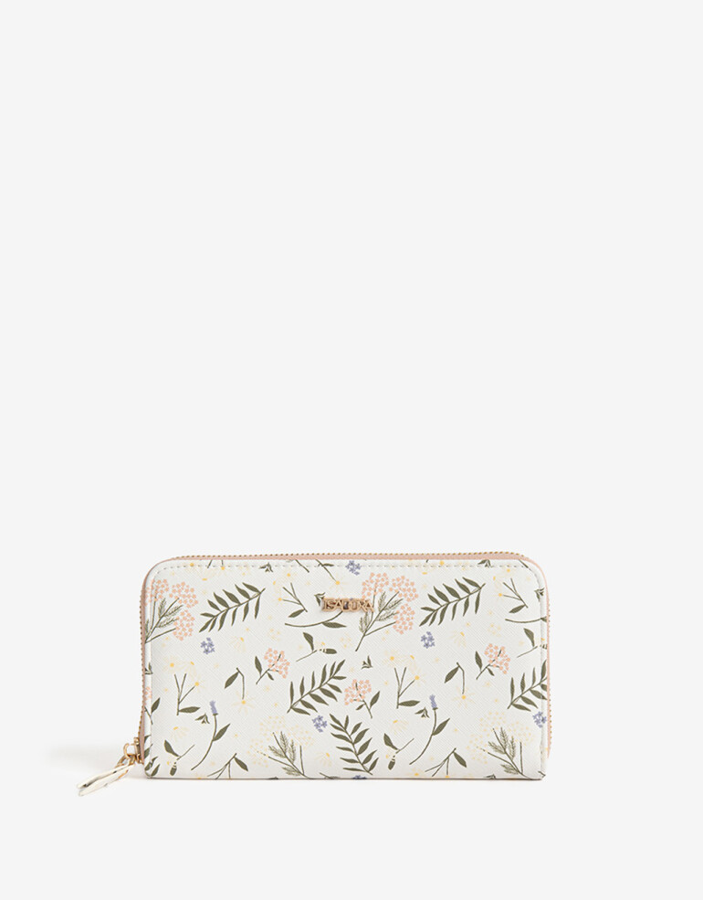 Ficheros Zip Round Billetera Fichero Flores - Estampado Flores