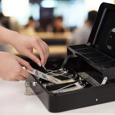 Caja Cofre Seguridad Dinero Fuerte Metal Llave 30x24x9cm Ax Negro