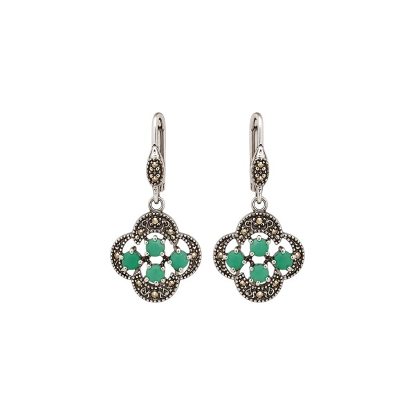 Caravanas Flor - Raíz de esmeralda - Plata 925 - esmeralda - CA8439 conpiedra
