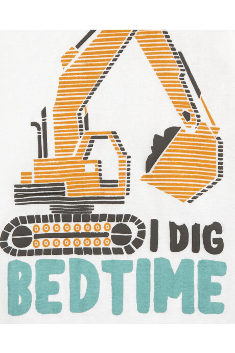 Pijama cuatro piezas de algodón, dos bermudas y dos remeras manga corta diseño construcción Pijama cuatro piezas de algodón, dos bermudas y dos remeras manga corta diseño construcción