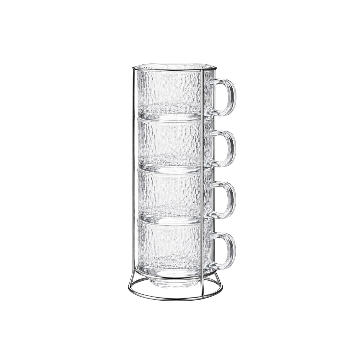Set de Tazas de vidrio rústico con soporte - 160ml 