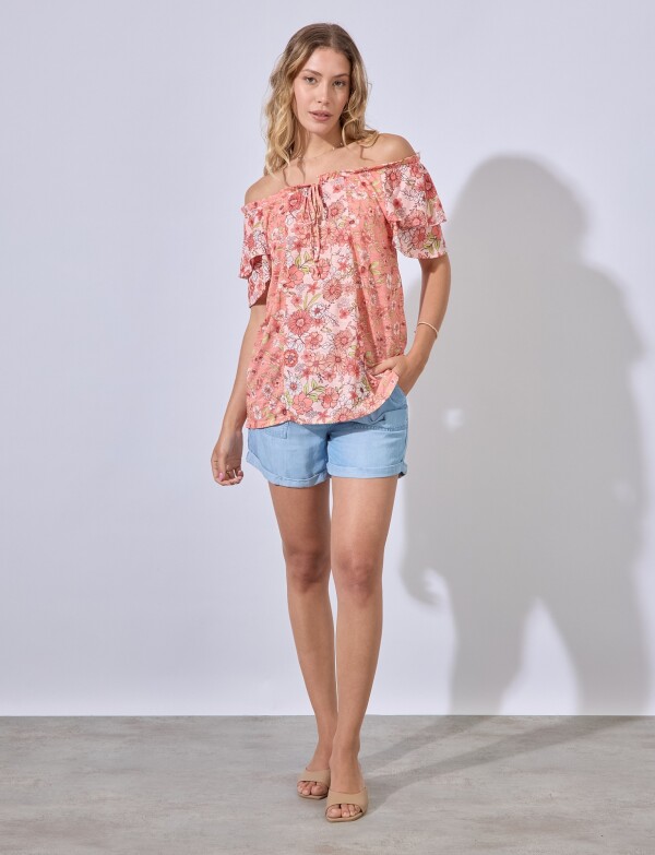 Blusa Flowers CORAL/MULTI