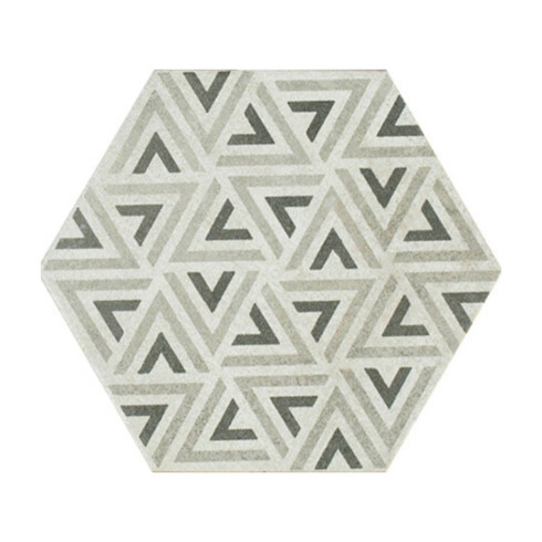 Porcelanato Hexagonal Gris Mate Decorado 19.8X22.8Cm Piso Pared GAMAS DE GRIS