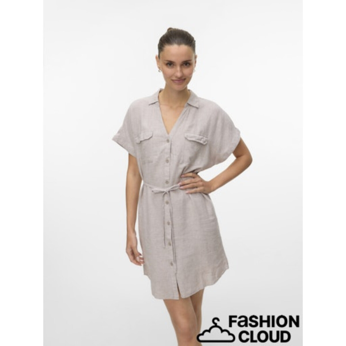 VMLINN SS SHORT SHIRT DRESS WVN NOOS - Moon Rock 