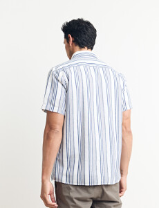 012631 CAMISA HARRINGTON LABEL Natural/azul