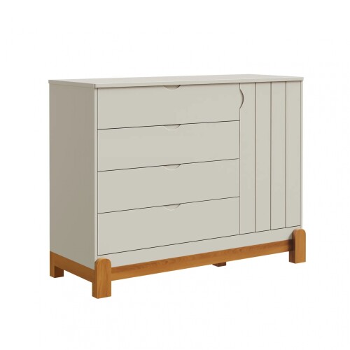 Cómoda Zapatera 4 Cajones 1 Puerta Infantil - Lotus Gris