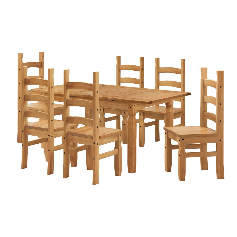Mesa de comedor Extensible 4 Sillas - Madera maciza 120 a 160 cm Natural