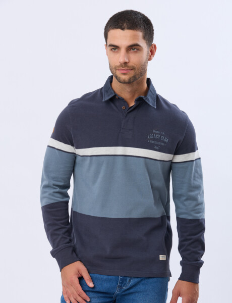 REMERA POLO RAYADA DE ALGODON Piedra