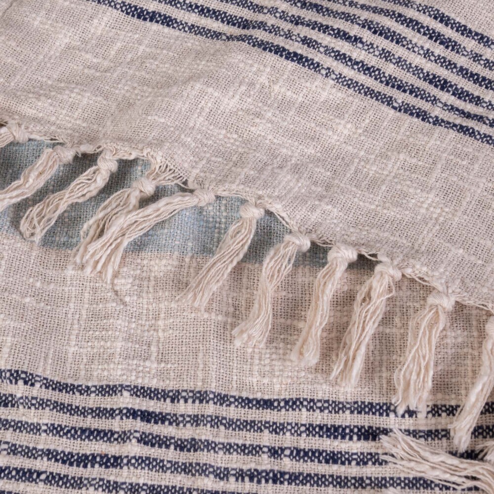 THROW TEJIDO ALGODON NATURAL-BEIGE BYRON NATURAL/AZUL