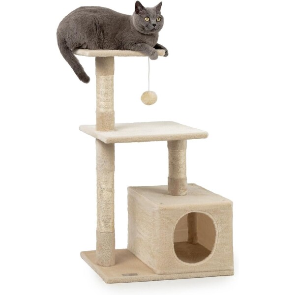 Rascador Torre 3 Niveles Felpa Y Sisal Para Gato Juego Color Variante Beige