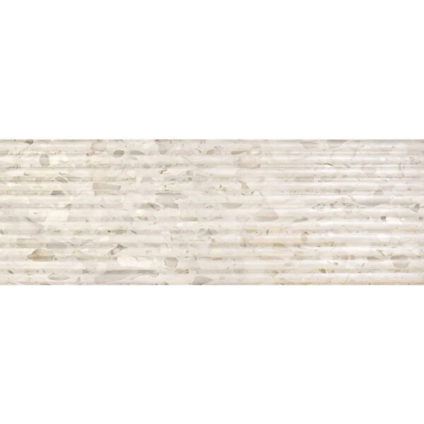 PORCELANATO FLUTED TERRAZO BEIGE RET "A" 40X120 CM Porcelanato Fluted Terrazo Beige Ret "a" 40x120 Cm