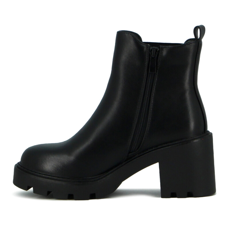 Darkness Bota De Dama Caña Baja Taco Cuadrado C/ Elast - Negro Negro