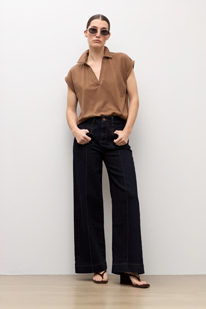 Remera cuello polo - topo 