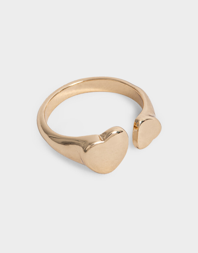 Anillos Medianos y Grandes Con corazón Anillo Metal Corazones Bold - Dorado