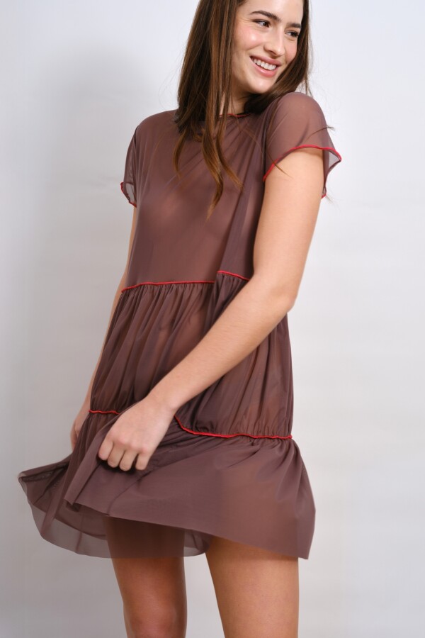 Vestido Feli Tul Marron