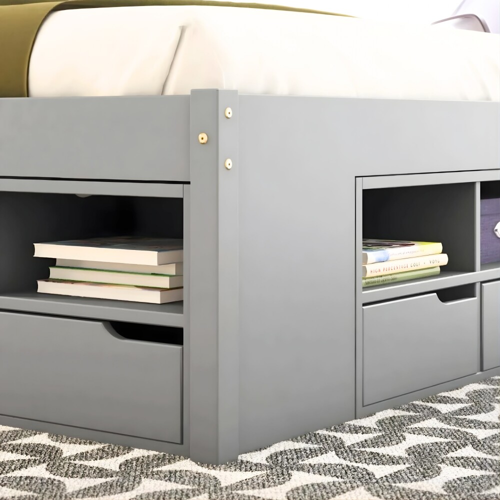 Cama 2 plazas con Cajones - Charme - Linea Funcional Gris